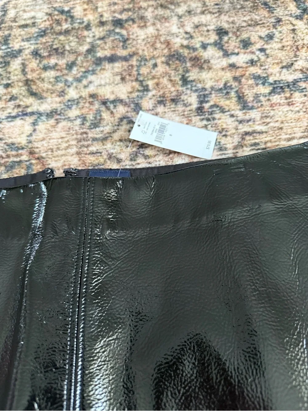 GAP Black Patent Pencil Skirt with Rear Slit - Picture 2 of 4
